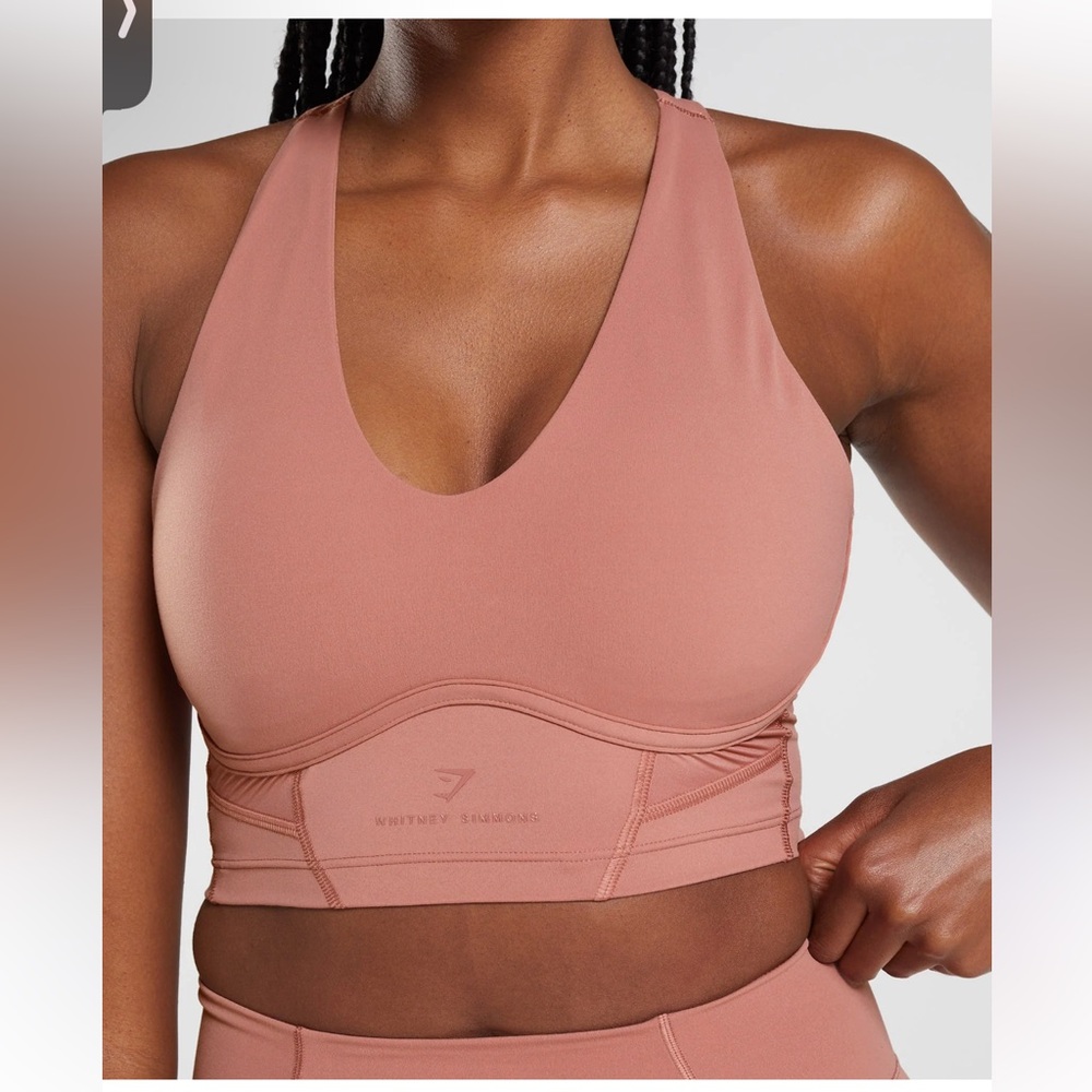Gymshark DNU Whitney Simmons Longline V-neck Padded sports bra Canyon Red Sz XS